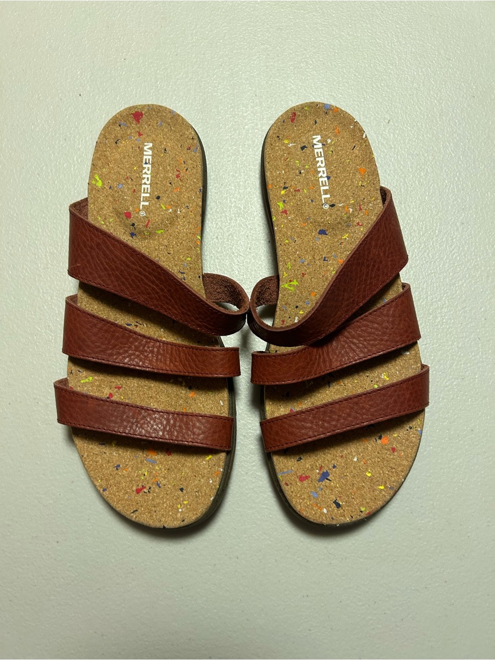 Merrell Women’s Brown Strappy Cork-Style Slide Sandals - NWOT - Size 8